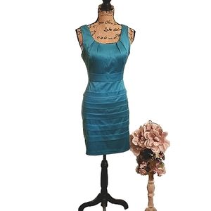 B Wear Too! Turquoise Satin Dress Sz 9 NWT